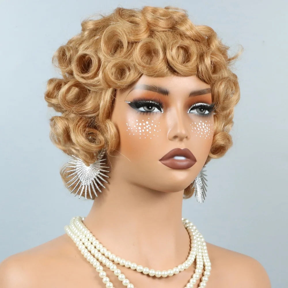 Short Curly Pixie Cut Human Hair Wig for Women - Brazilian Remy #27