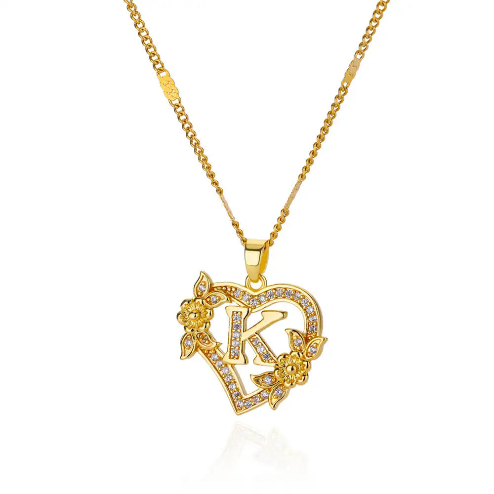 Custom Heart Initial Pendant Necklace – Gold Tarnish-Free Stainless Steel