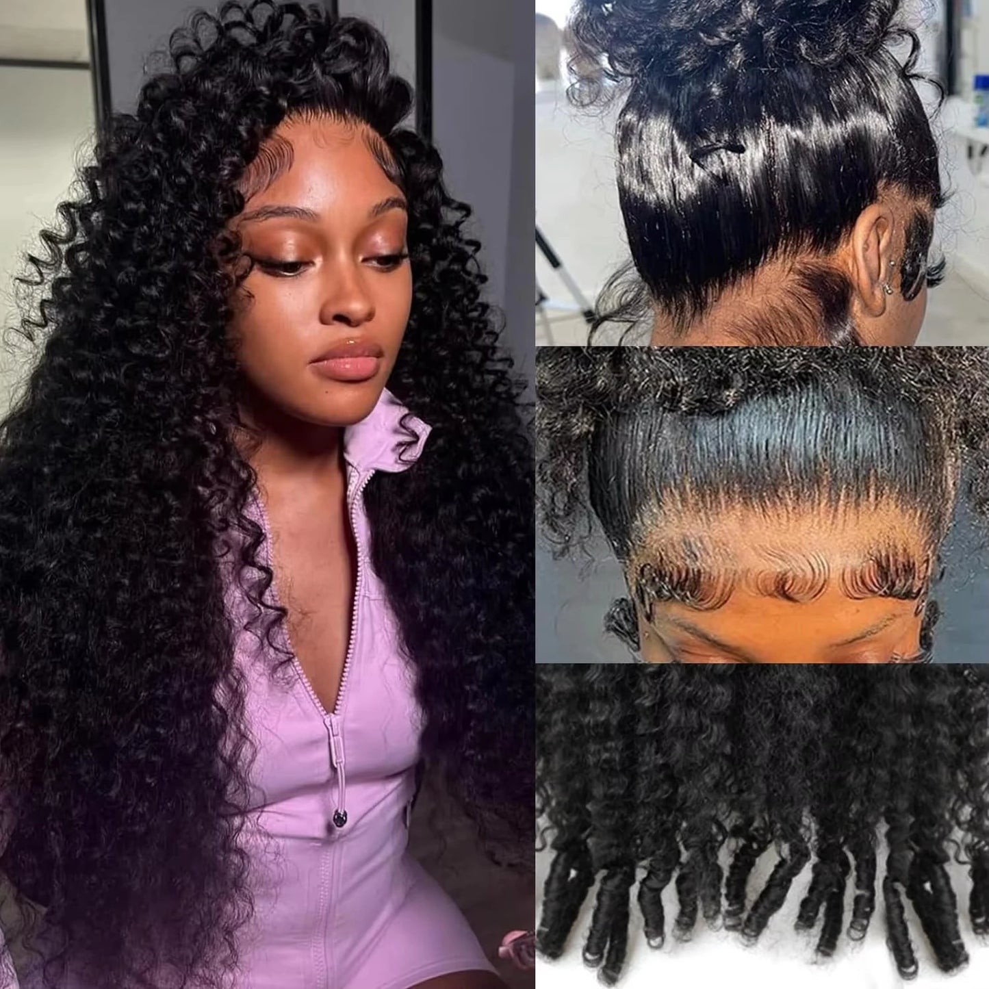 Half Wig Glueless Burmese Pixi Curly 100% Human Remy Hair Seamless Flip Over Half Wig Full Machine Made Drawstring Headband Wig