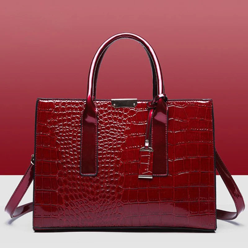The Mock-Croc Icon Bag: A Structured Large Shoulder Tote in Premium Vegan Leather – Versatile Top-Handle Design for Effortless Daily Style