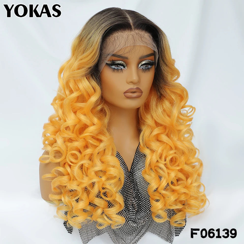 Glamour 24" Chocolate Brown Curly Wig | Natural Hairline Synthetic Lace Front Afro Style