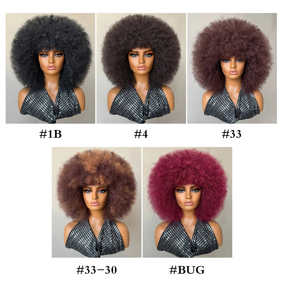 14" Short Kinky Curly Afro Wig – Heat Resistant Synthetic Fiber for Natural Volume