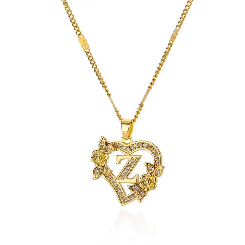 Custom Heart Initial Pendant Necklace – Gold Tarnish-Free Stainless Steel