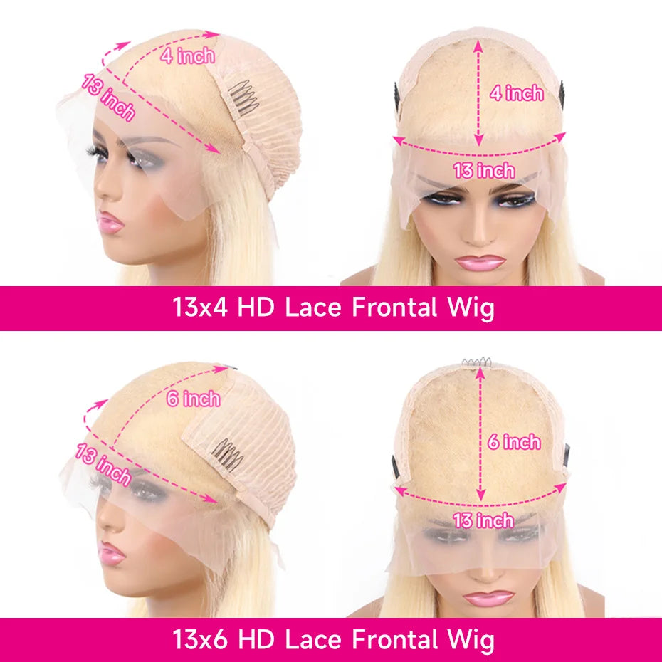 HD Transparent 13x6 Lace Front Wig - 613 Honey Blonde Body Wave. Soft, Glueless Brazilian Human Hair with Natural Hairline.z xx