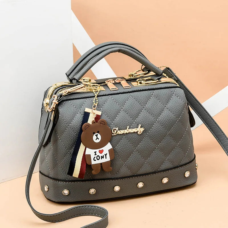 Luxury Rivet Designer Crossbody Bag – Elegant Small Square Shoulder Handbag