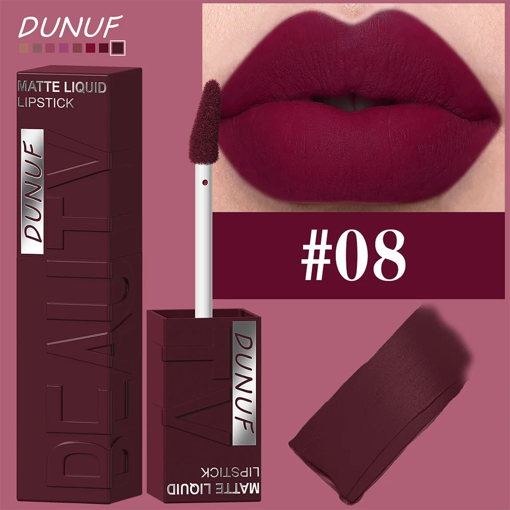 DUNUF Smooth Velvet Matte Lipstick – 3D Plumping & Waterproof