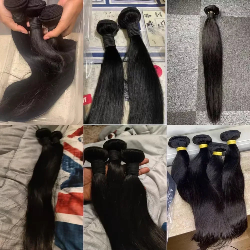 Raw Brazilian Straight Human Hair Bundles – 26, 28, 30 Inch Virgin Weave Extensions
