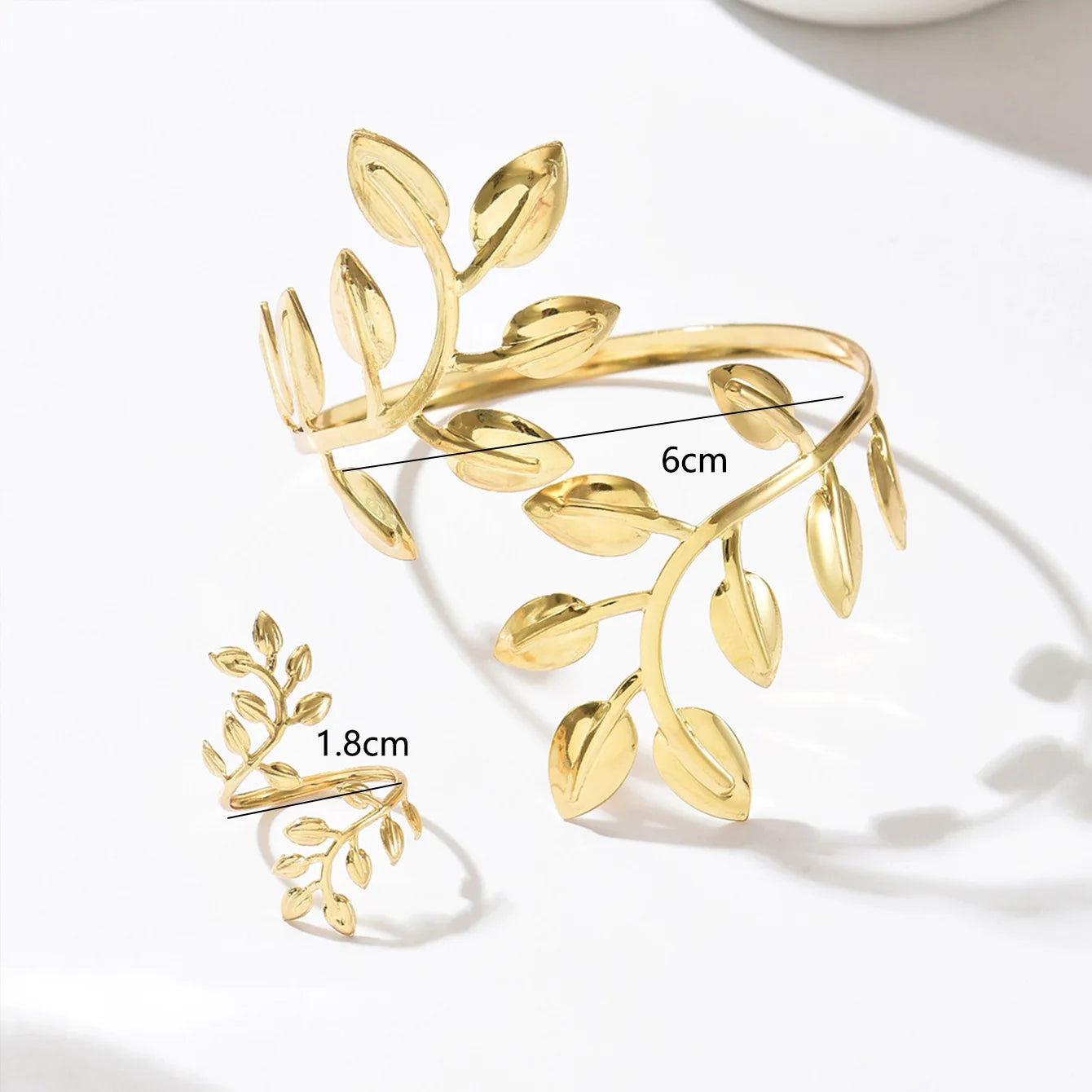Sculpted 3D Leaf Hand Chain & Ring Set | Unisex Adjustable Harness Bracelet