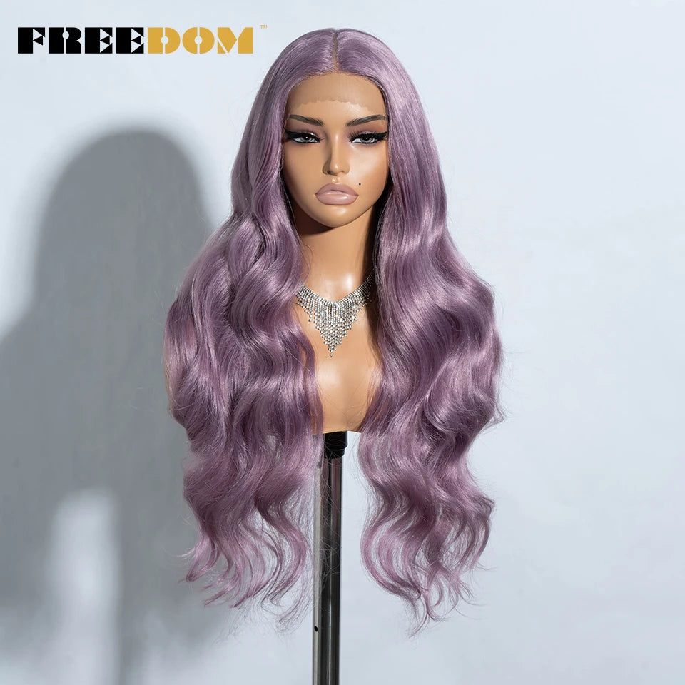 30" Long Wavy Synthetic Lace Front Wig - Freedom Body Wave Middle Part (Multi-Color)