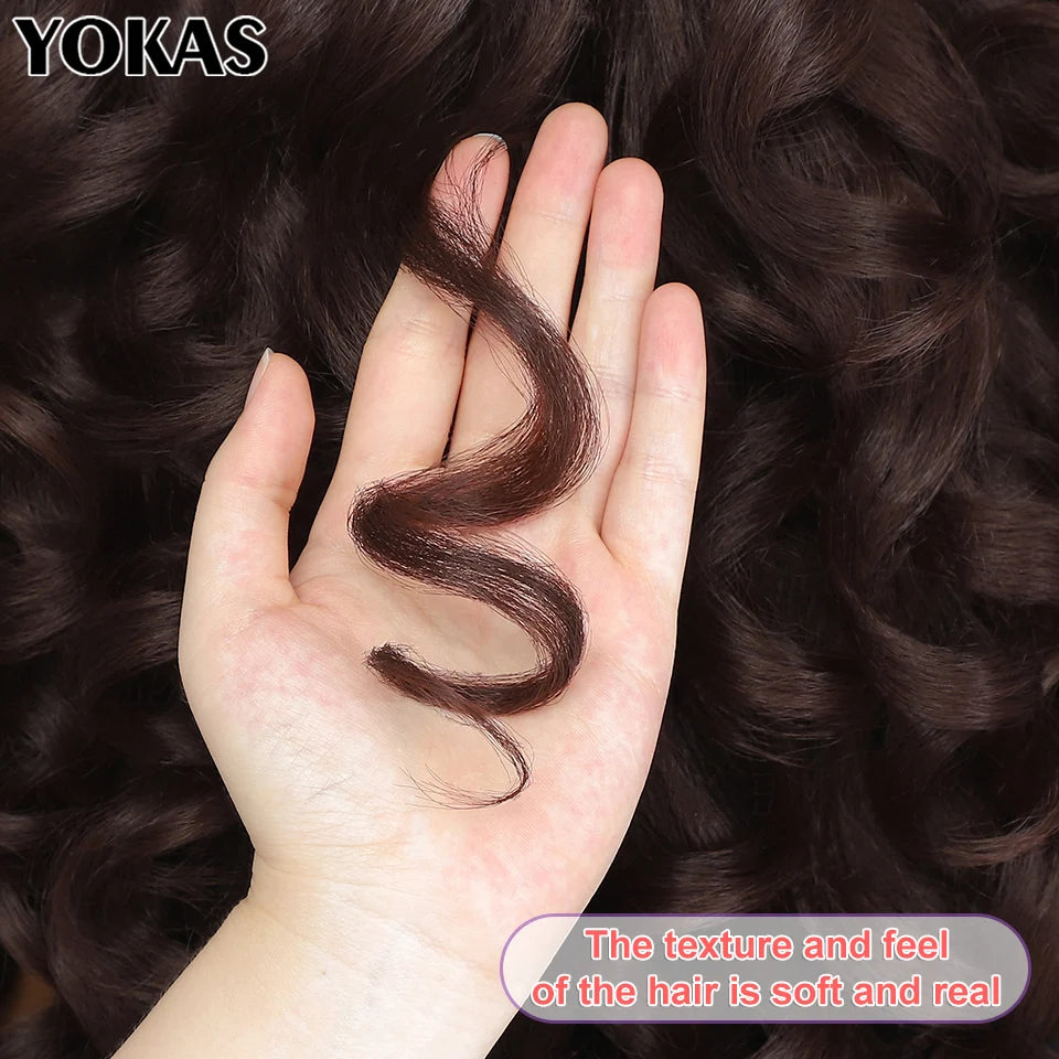 Glamour 24" Chocolate Brown Curly Wig | Natural Hairline Synthetic Lace Front Afro Style
