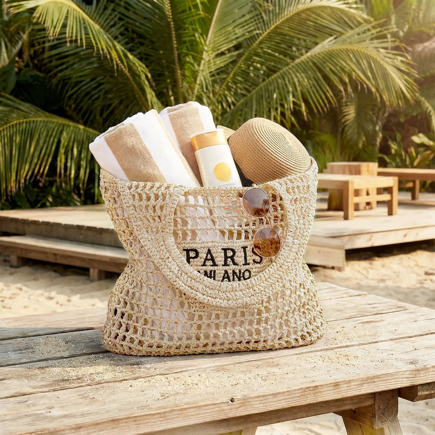 Handmade Woven Straw Beach Tote Bag for Women 🌴