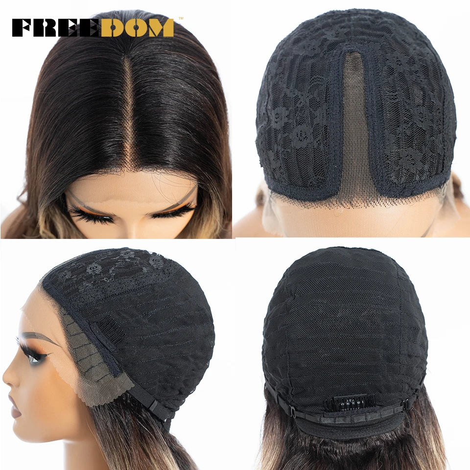 30" Long Wavy Synthetic Lace Front Wig - Freedom Body Wave Middle Part (Multi-Color)