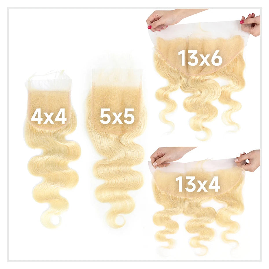 13x6 13x4 5x5 4X4 Blonde 613 Hd Lace Frontal Closure With 30 40 Inch Body Wave Human Hair Brazilian Weave 3 Bundles With Closure