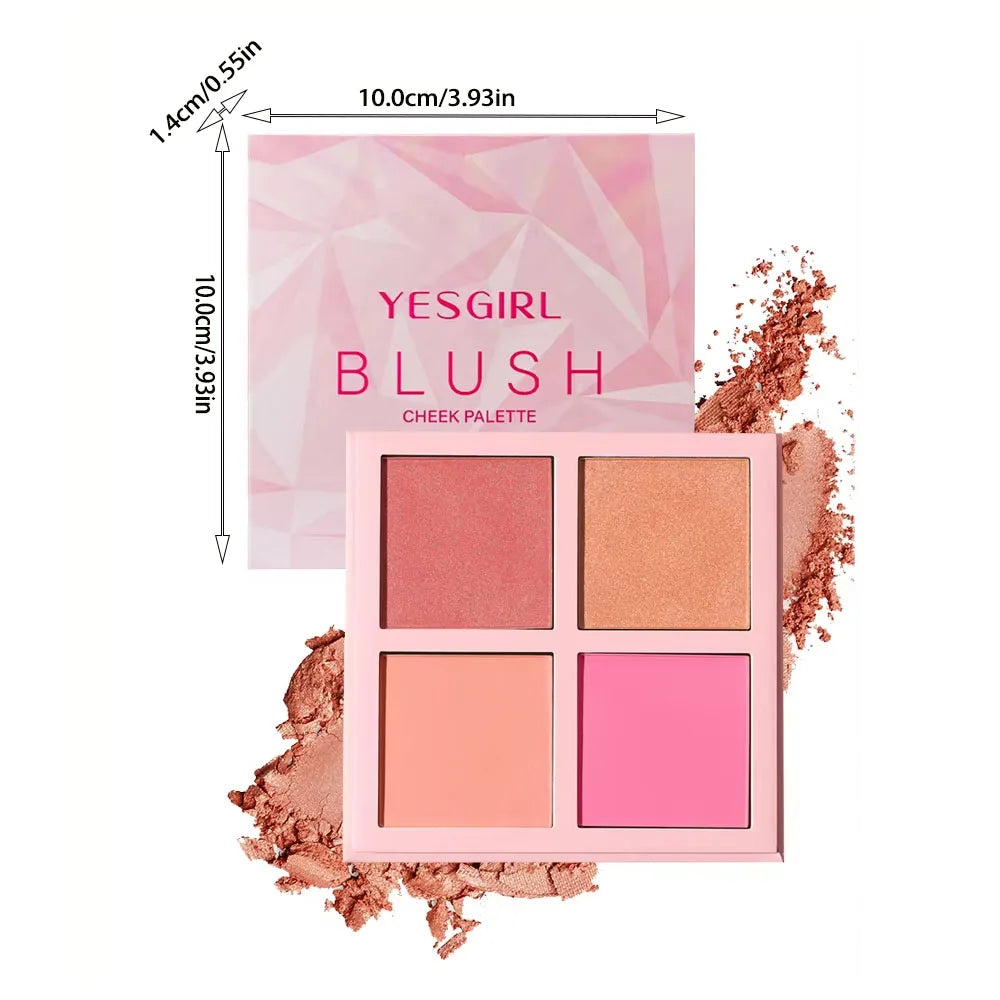 Soft Fog Matte Powder Blush Palette | Low-Saturation 4-Color Blusher for a Radiant Finish