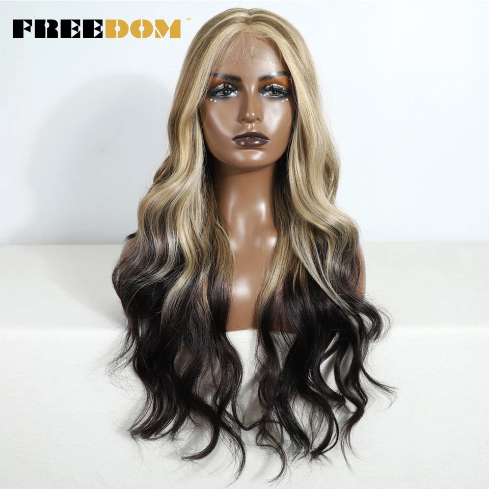 30" Long Wavy Synthetic Lace Front Wig - Freedom Body Wave Middle Part (Multi-Color)