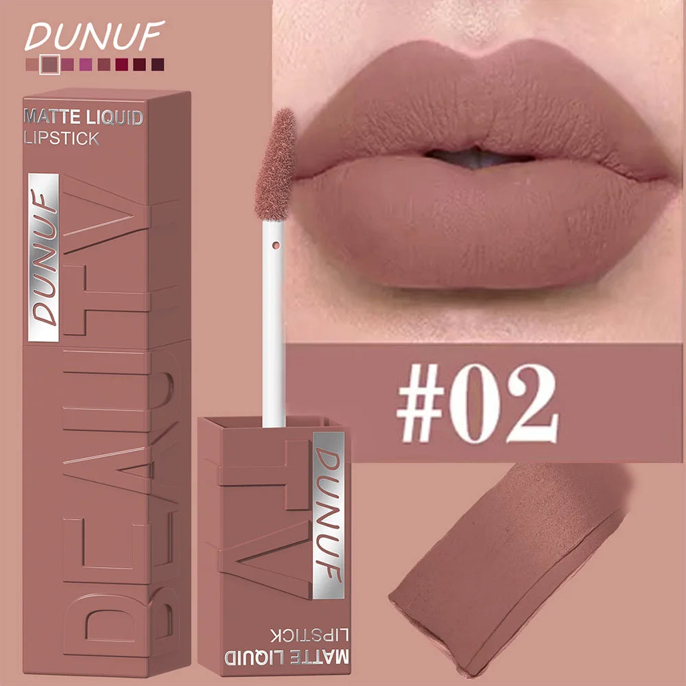 DUNUF Smooth Velvet Matte Lipstick – 3D Plumping & Waterproof