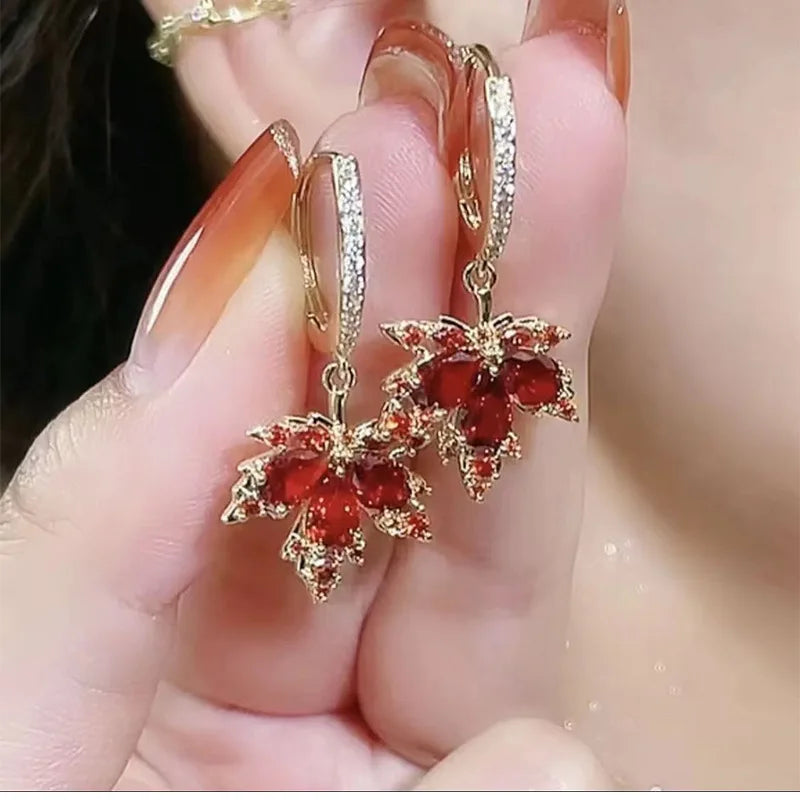 "Iris" Rainbow Zircon Gold Chain Drop Earrings