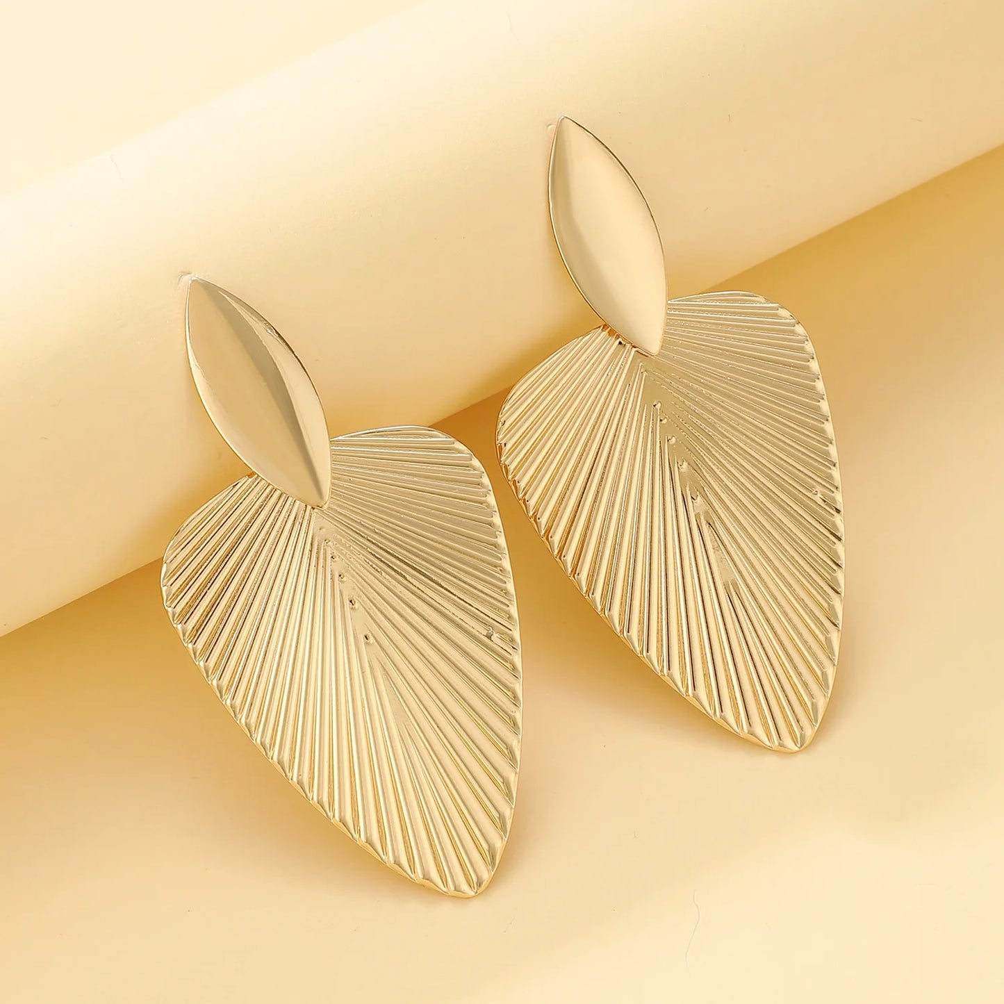 Aurelia" Textured Metal Leaf Drop Earrings