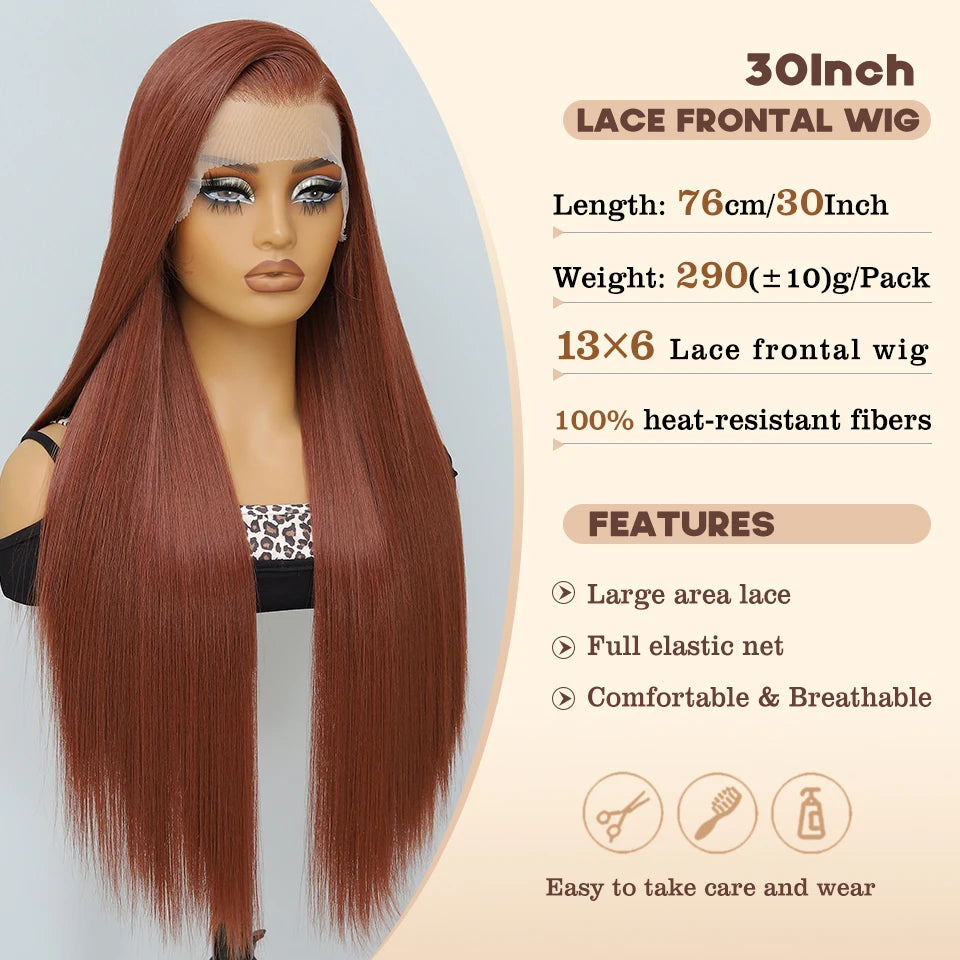 30" Straight 13x6 Lace Frontal – Natural Hairline Synthetic Wig