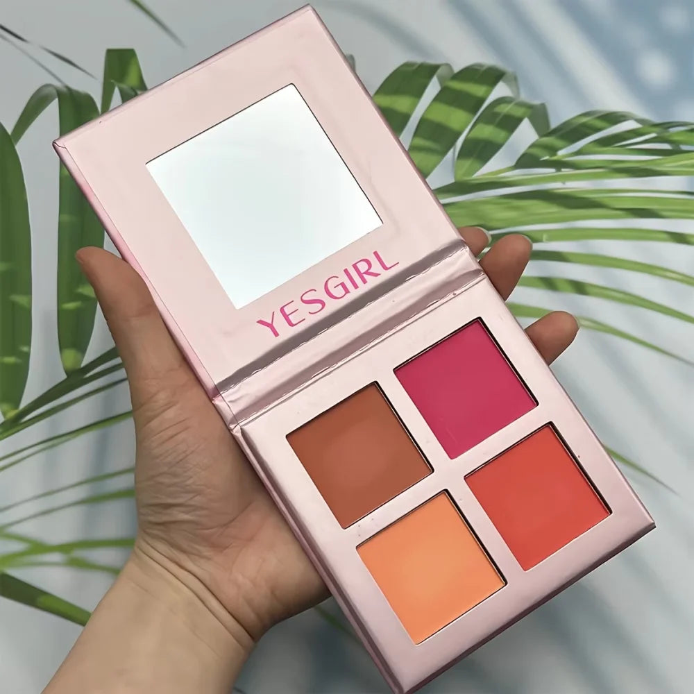 Soft Fog Matte Powder Blush Palette | Low-Saturation 4-Color Blusher for a Radiant Finish