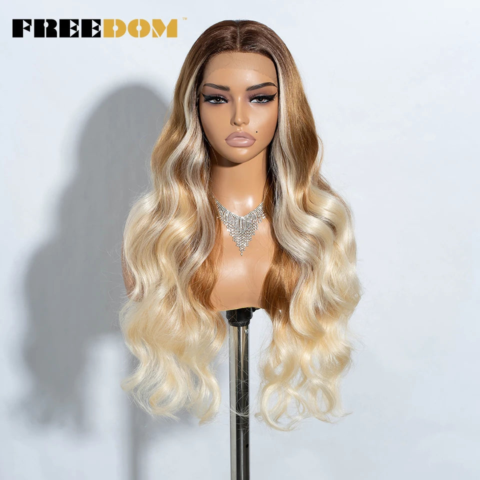 30" Long Wavy Synthetic Lace Front Wig - Freedom Body Wave Middle Part (Multi-Color)