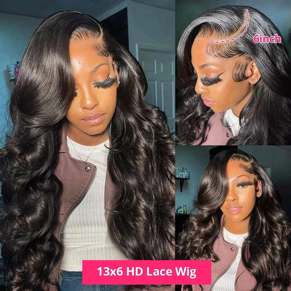 HD Lace Body Wave Human Hair Wig - 250% Density 13x6 Frontal & 5x5 Glueless Options (30-40 Inch)