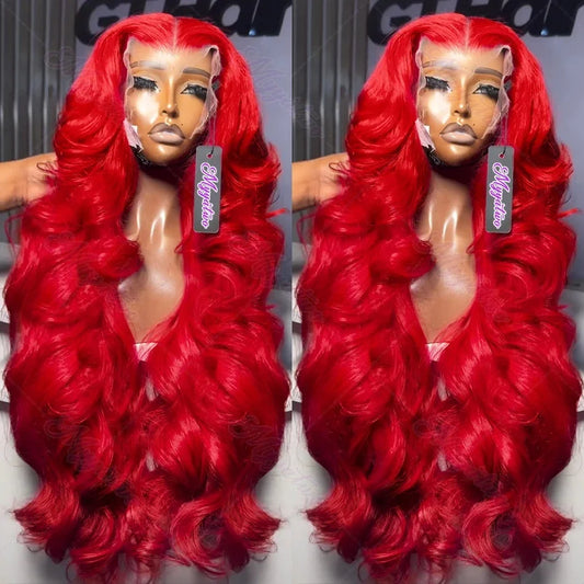 Vibrant Red Body Wave – 13x6 HD Lace Frontal Human Hair Wig