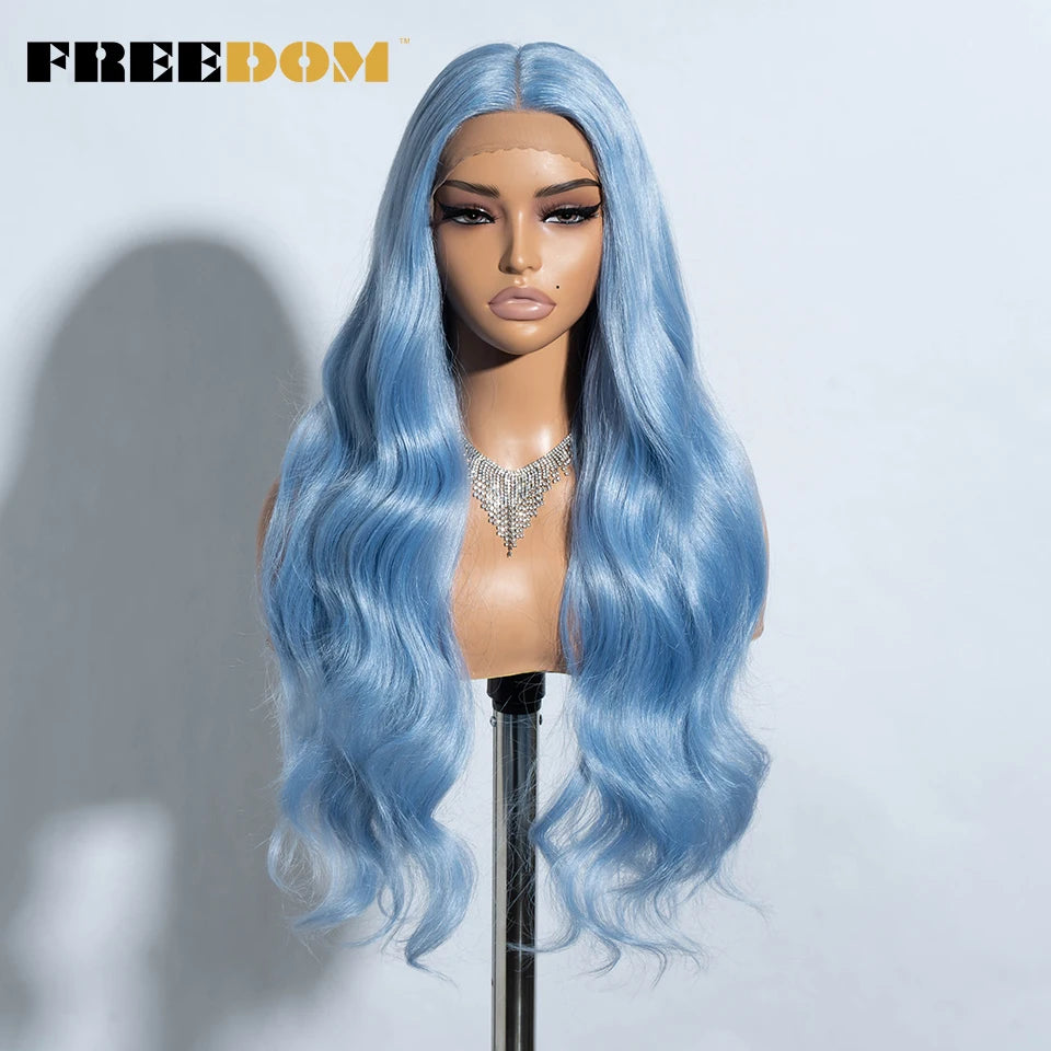 30" Long Wavy Synthetic Lace Front Wig - Freedom Body Wave Middle Part (Multi-Color)