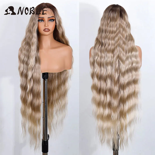 36" Long Body Wave Synthetic Lace Front Wig – Ombre Blonde & Golden