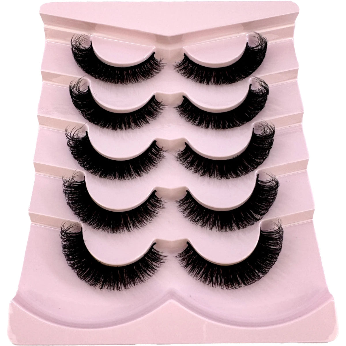 3D Fluffy Cat Eye Lashes – Soft, Wispy Natural Glam (5-Pair Set)
