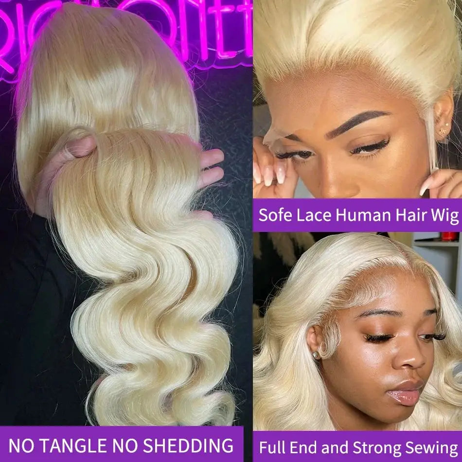 40" 613 Blonde Body Wave HD Transparent 13x6 Lace Front Human Hair Wig