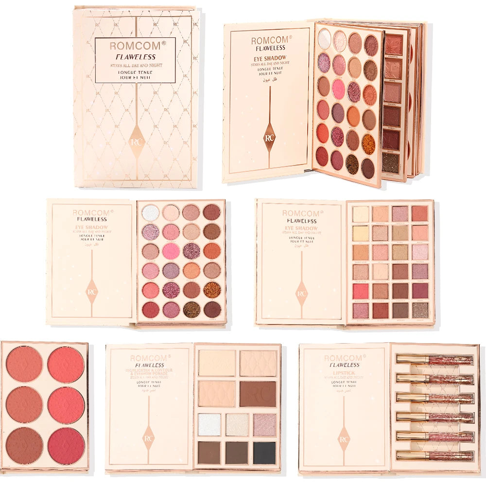 Full Glam Makeup Kit Palette - All-In-One Magic Book with Eyeshadow, Blush & Lip Gloss