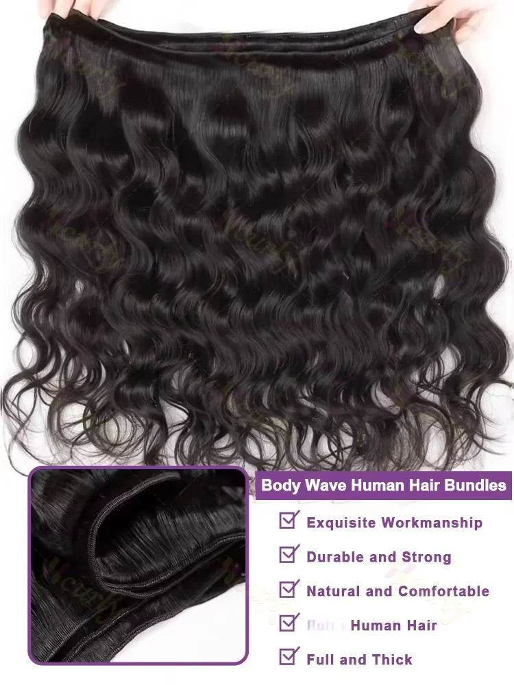 Luxury Indian Body Wave Bundles: 30-34 Inch Raw Unprocessed Double Drawn Human Hair Extensions