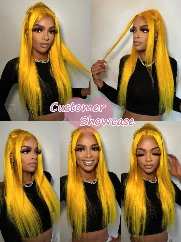 13x6 HD Lace Frontal Wig: 40-Inch Light Yellow Straight (220% Density) – 100% Brazilian Remy Hair