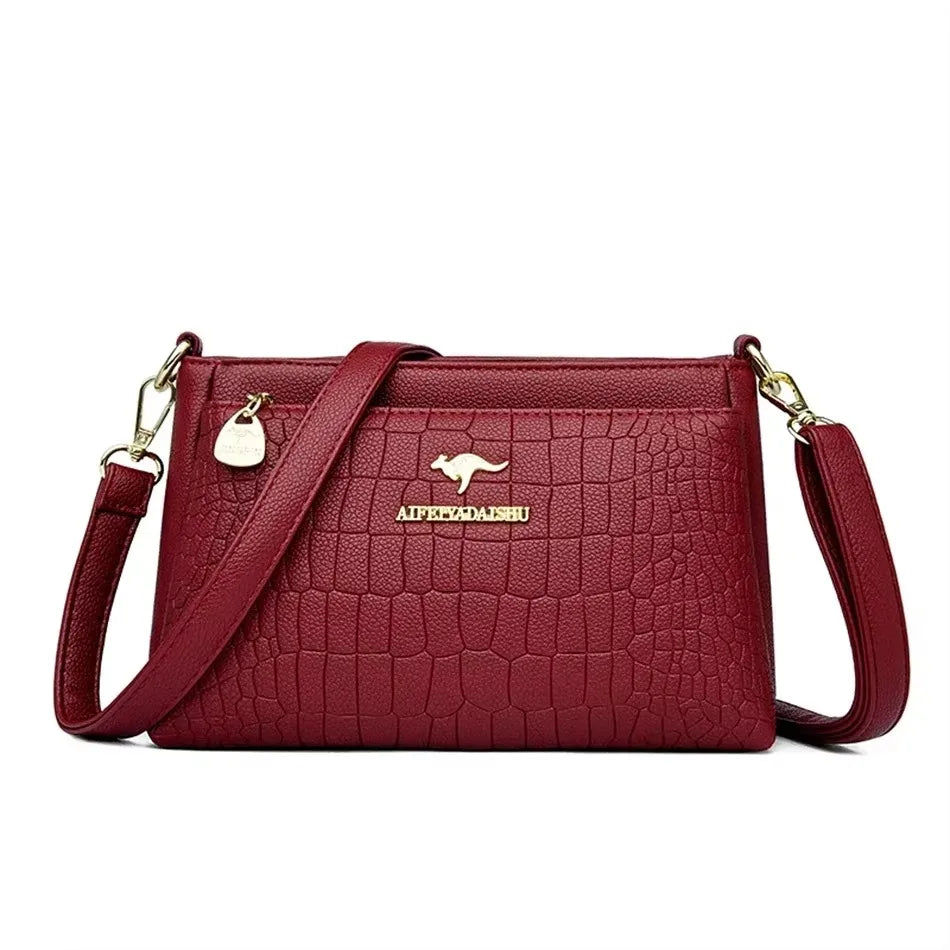 Versatile Large Capacity Shoulder Bag - Soft Leather Fashion Print Crossbody Bag for Leisure & Work
