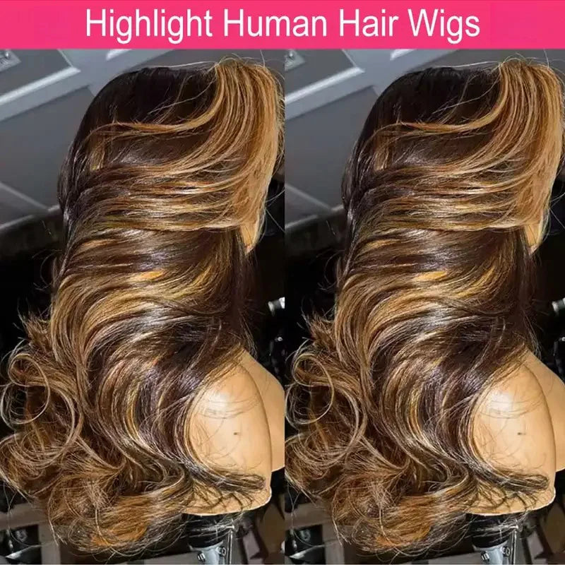 Honey Blonde Highlight Body Wave HD Lace Frontal Wig