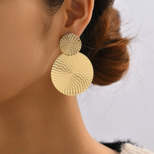 Boho-Chic Geometric Metal Hoop Earrings