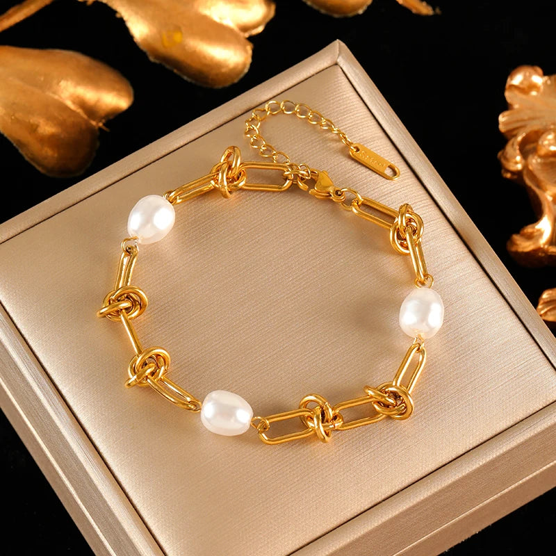 Elegant Stainless Steel Necklace & Bracelet Set with Colored Zircon