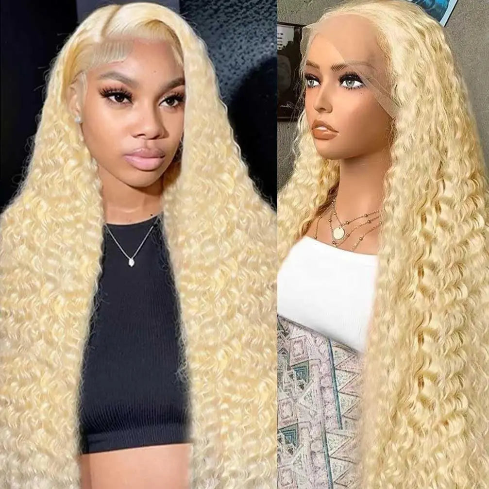613 Honey Blonde Deep Wave Lace Wig | 30-Inch 200% Density Human Hair | HD Transparent Frontal