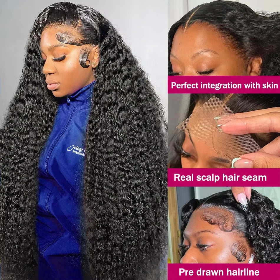 Deep Wave 13x6 HD Lace Frontal Human Hair Wig | 40 Inch, 220% Density Water Curly Remy Wig