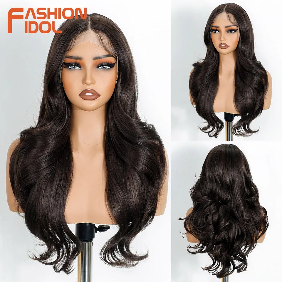 24" Loose Body Wave Lace Front Wig – Ombre Blonde & White Pre-Plucked Fashion Wig