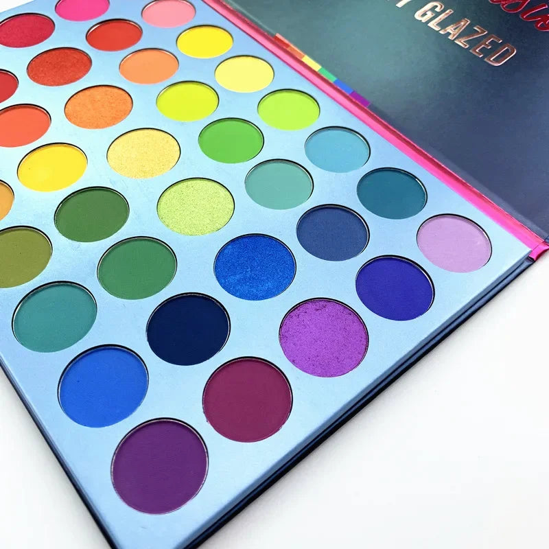 Long-Lasting 39-Color Rainbow Palette | Neon Glitter Eye Makeup by Beauty Glazed