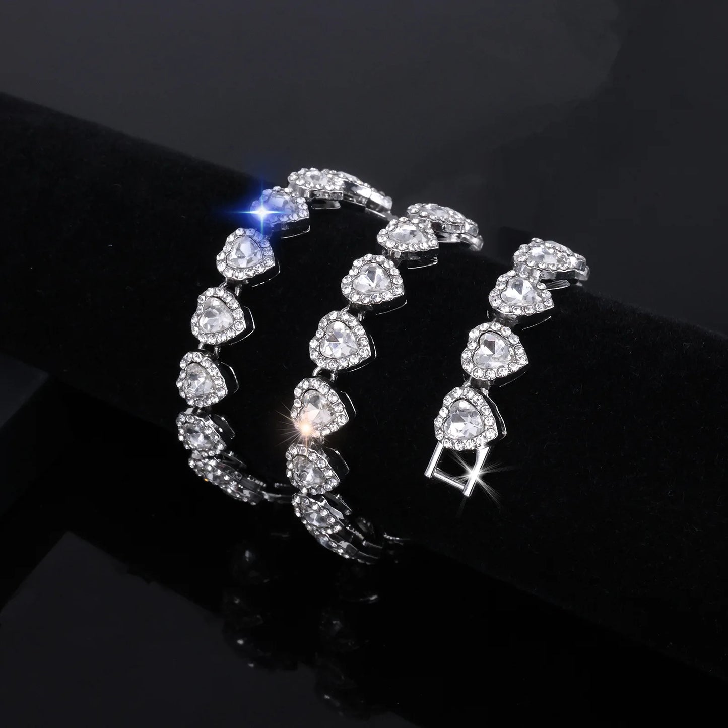 Iced-Out CZ Tennis Chain & Bracelet Set – Hip Hop Heart Pendant Jewelry