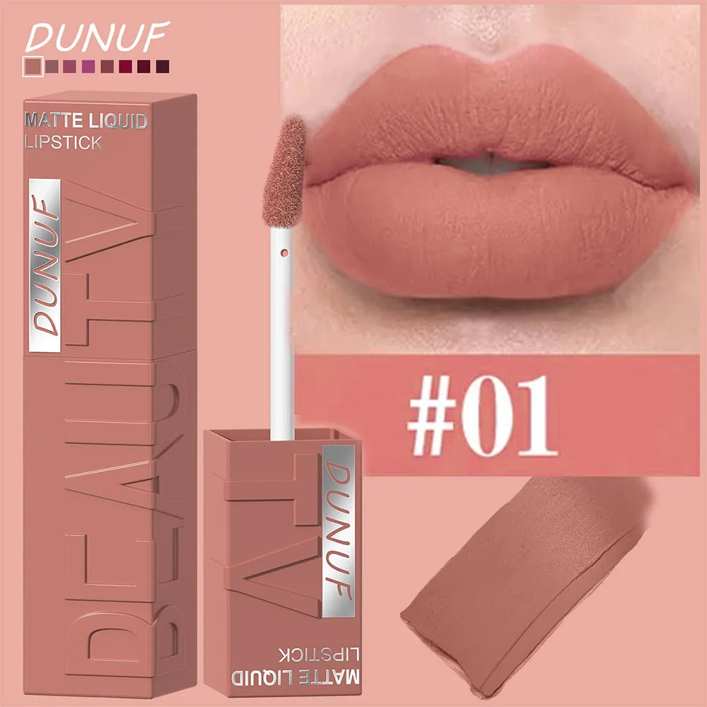 DUNUF Smooth Velvet Matte Lipstick – 3D Plumping & Waterproof
