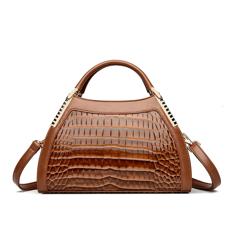 Luxury Alligator Embossed Patent Leather Shoulder & Crossbody Bag