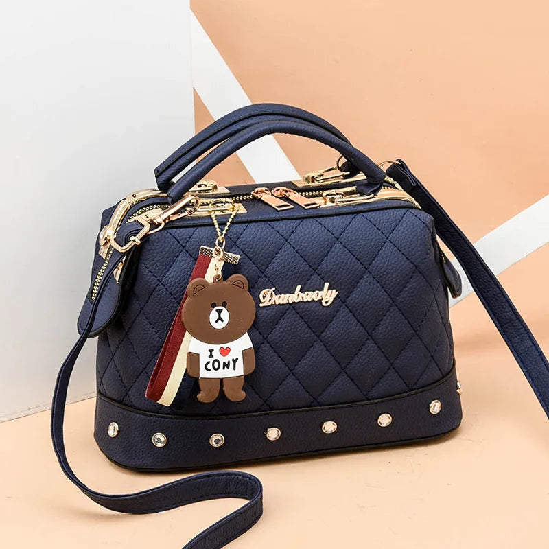 Luxury Rivet Designer Crossbody Bag – Elegant Small Square Shoulder Handbag
