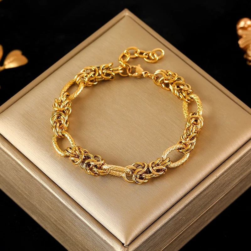 Gold Plated Stainless Steel Cuban Link Bracelet | Waterproof Unisex Wrist Chain