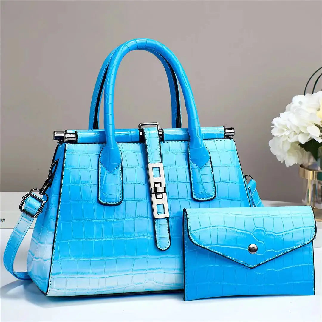 Western fashion gradient ladies combination bag, beautiful handbag, small lightweight bag, texture of senior commuting travel