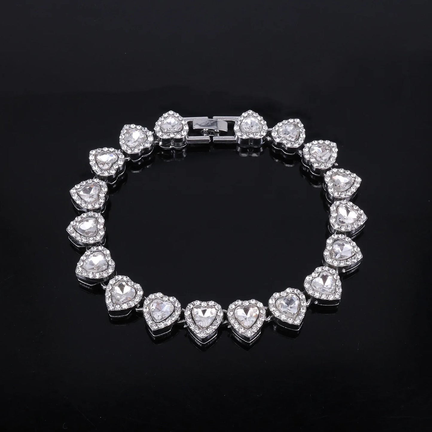 Iced-Out CZ Tennis Chain & Bracelet Set – Hip Hop Heart Pendant Jewelry
