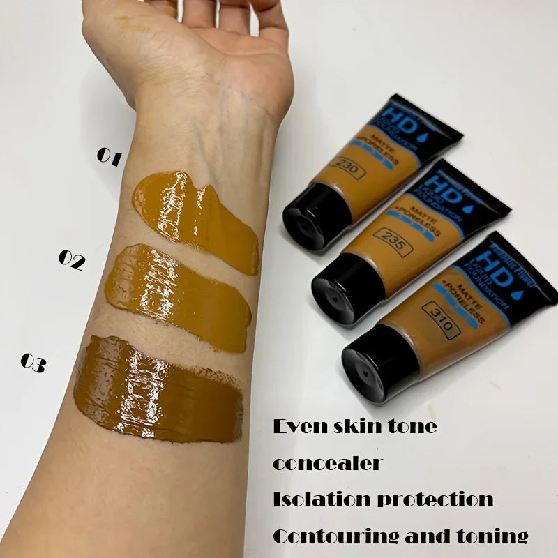 Full Coverage Waterproof Foundation for Deep Skin Tones – 24H Oil-Free & Sweat-Proof Matte Finish